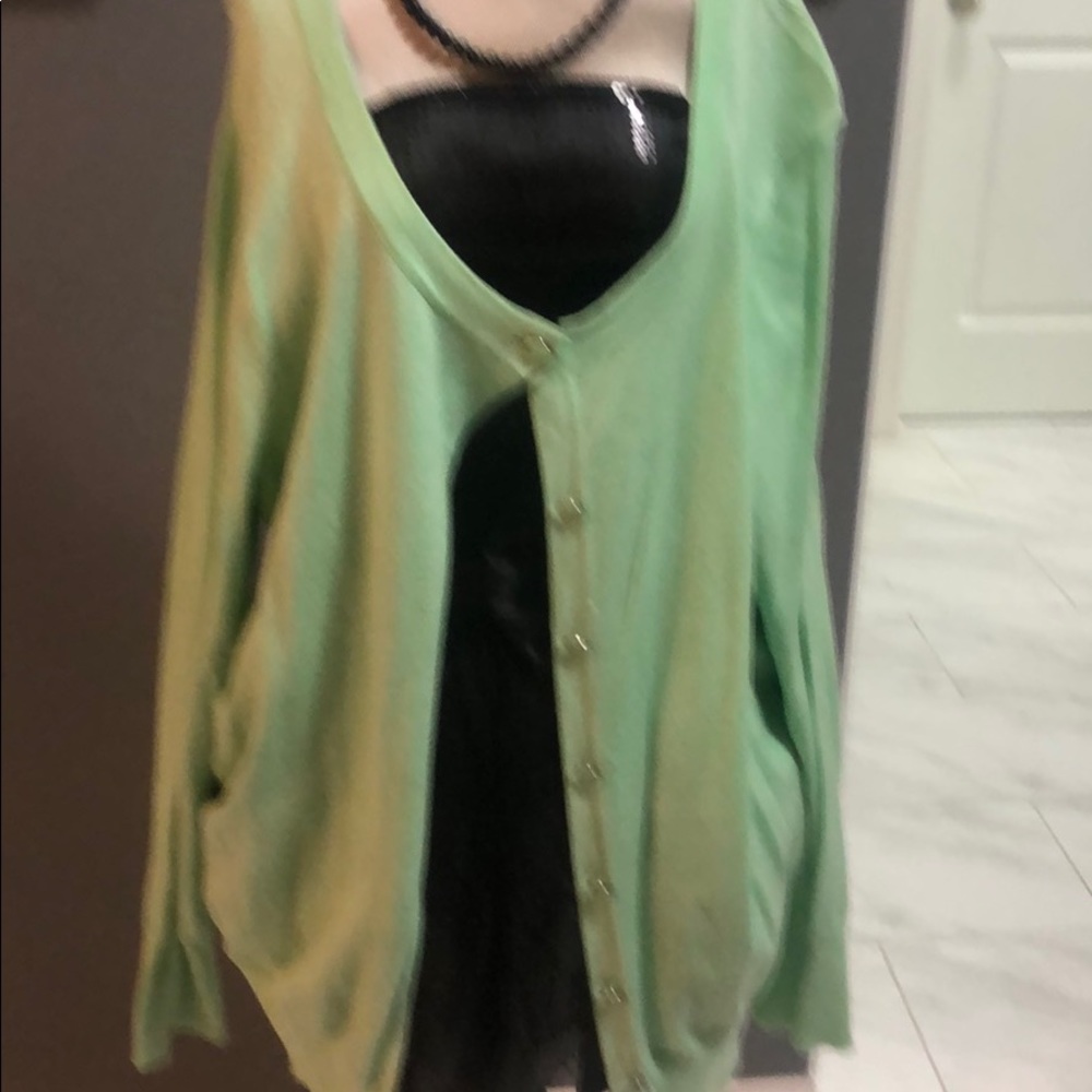 Mint green button up cardigan sweater.